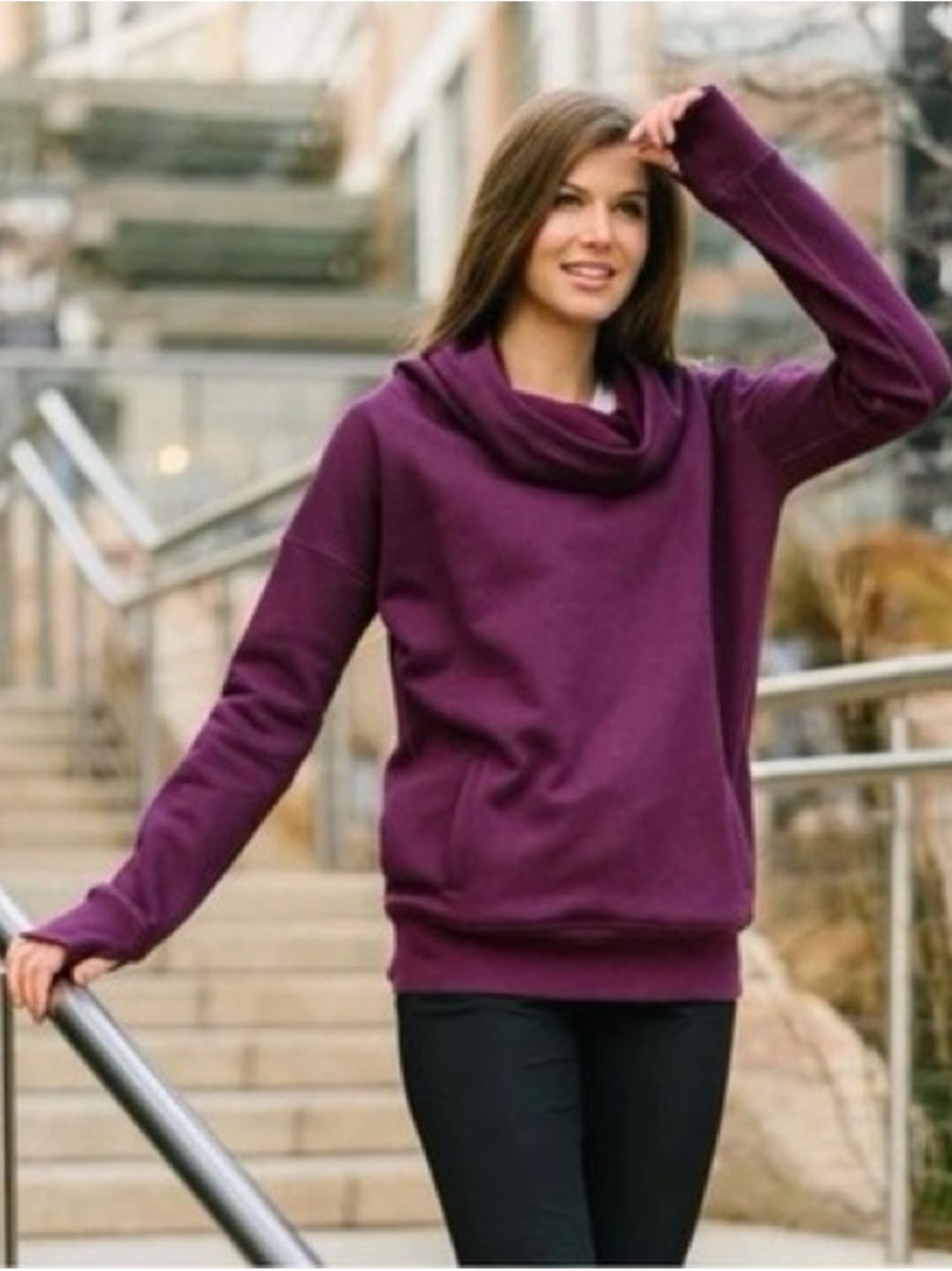Zyia Women's Cozy Cowl Neck Sweater - Plum